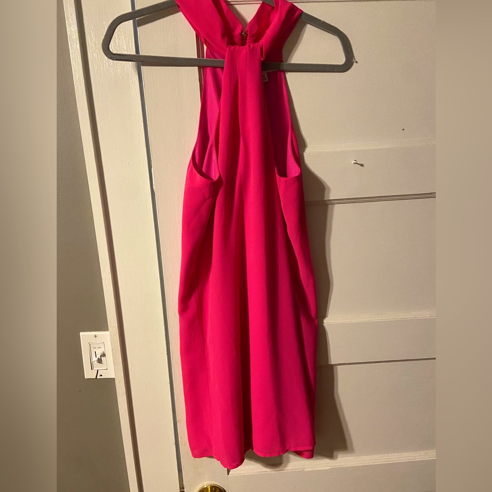 Mini hot pink halter dress